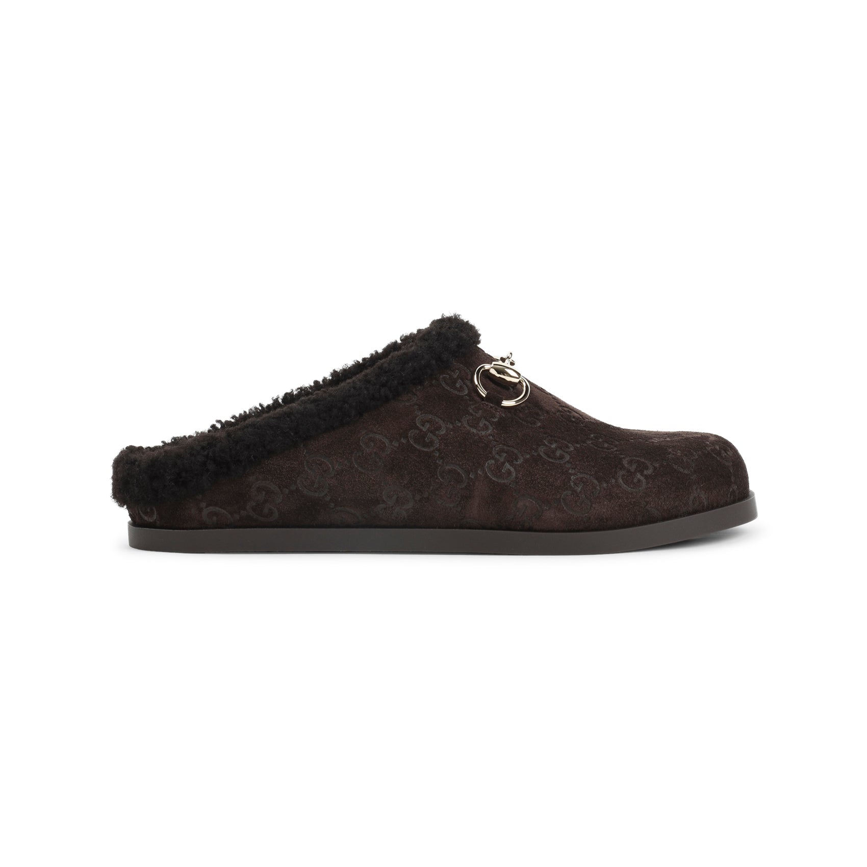 Suede Leather Mules Brown Shearling Shoe