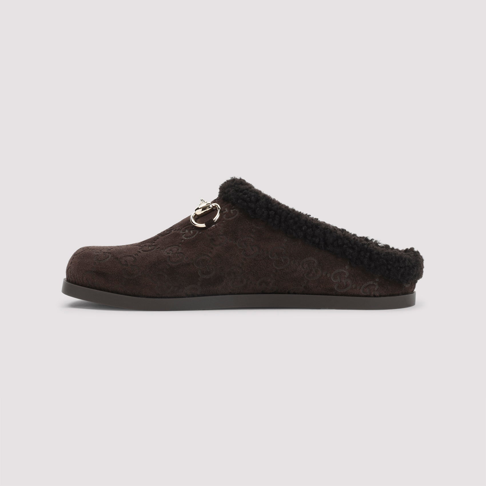 Suede Leather Mules Brown Shearling Shoe