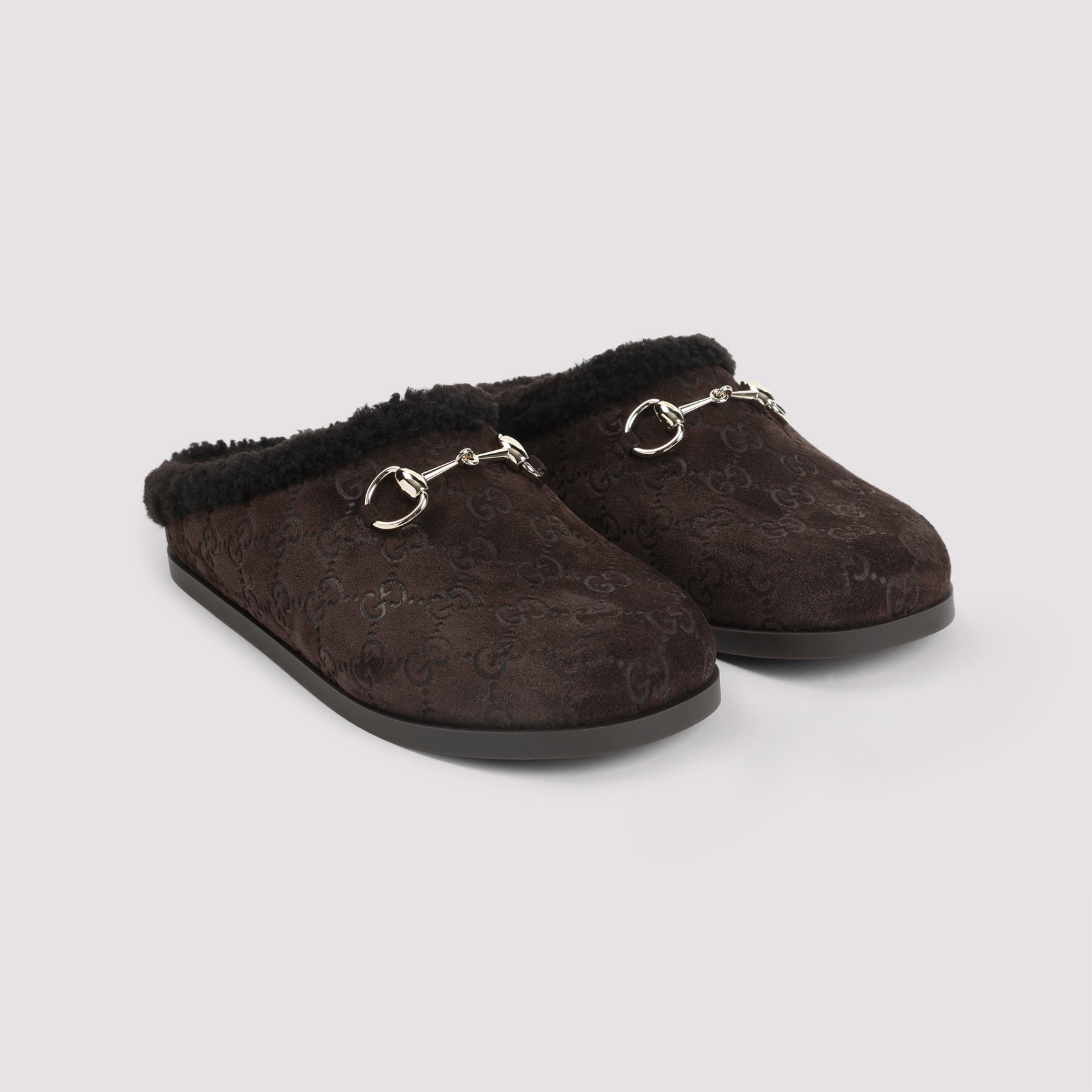 Suede Leather Mules Brown Shearling Shoe
