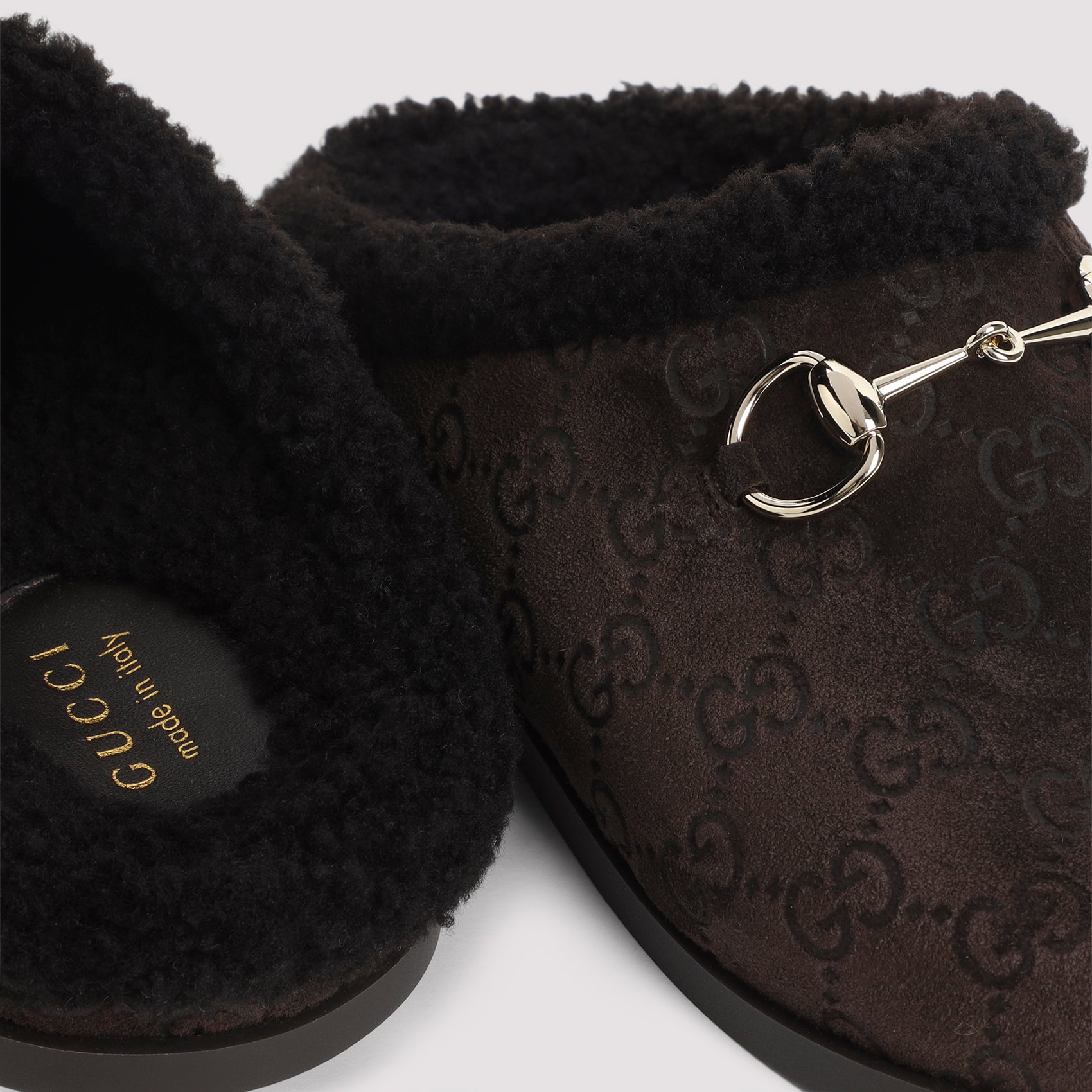 Suede Leather Mules Brown Shearling Shoe