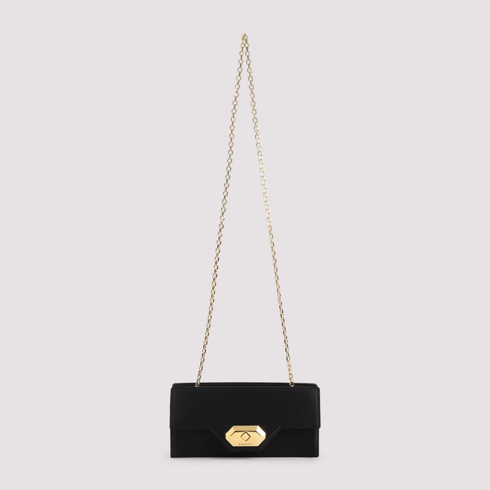 Invitation Evening Small Pouch Black Silk Leather Bag