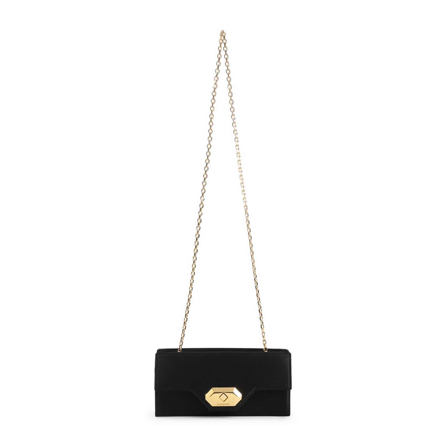 Invitation Evening Small Pouch Black Silk Leather Bag