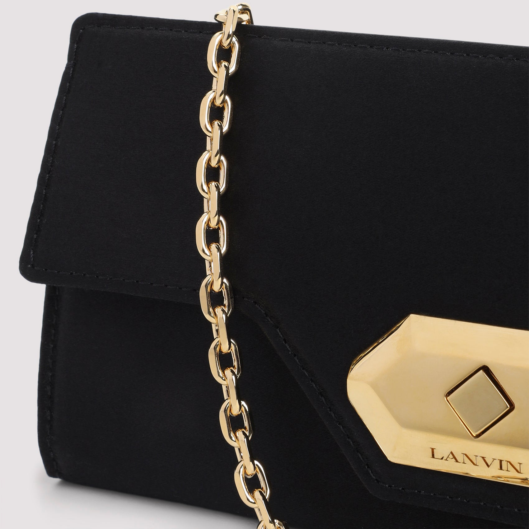Invitation Evening Small Pouch Black Silk Leather Bag