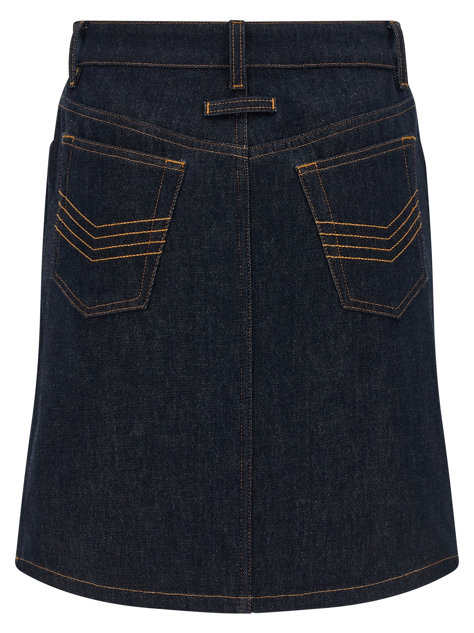 Denim Mini Skirt With Cuts And Turn Up Blue Cotton