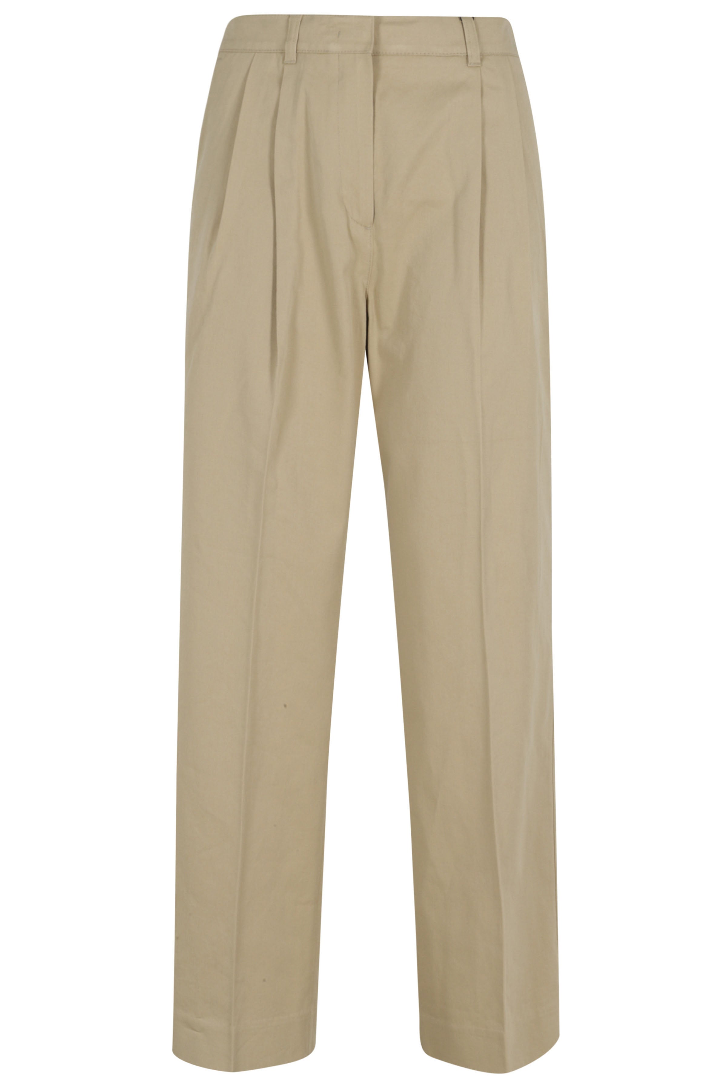 Double Pleated Chino Slacks Nude & Neutrals Cotone Nylon Pantaloni