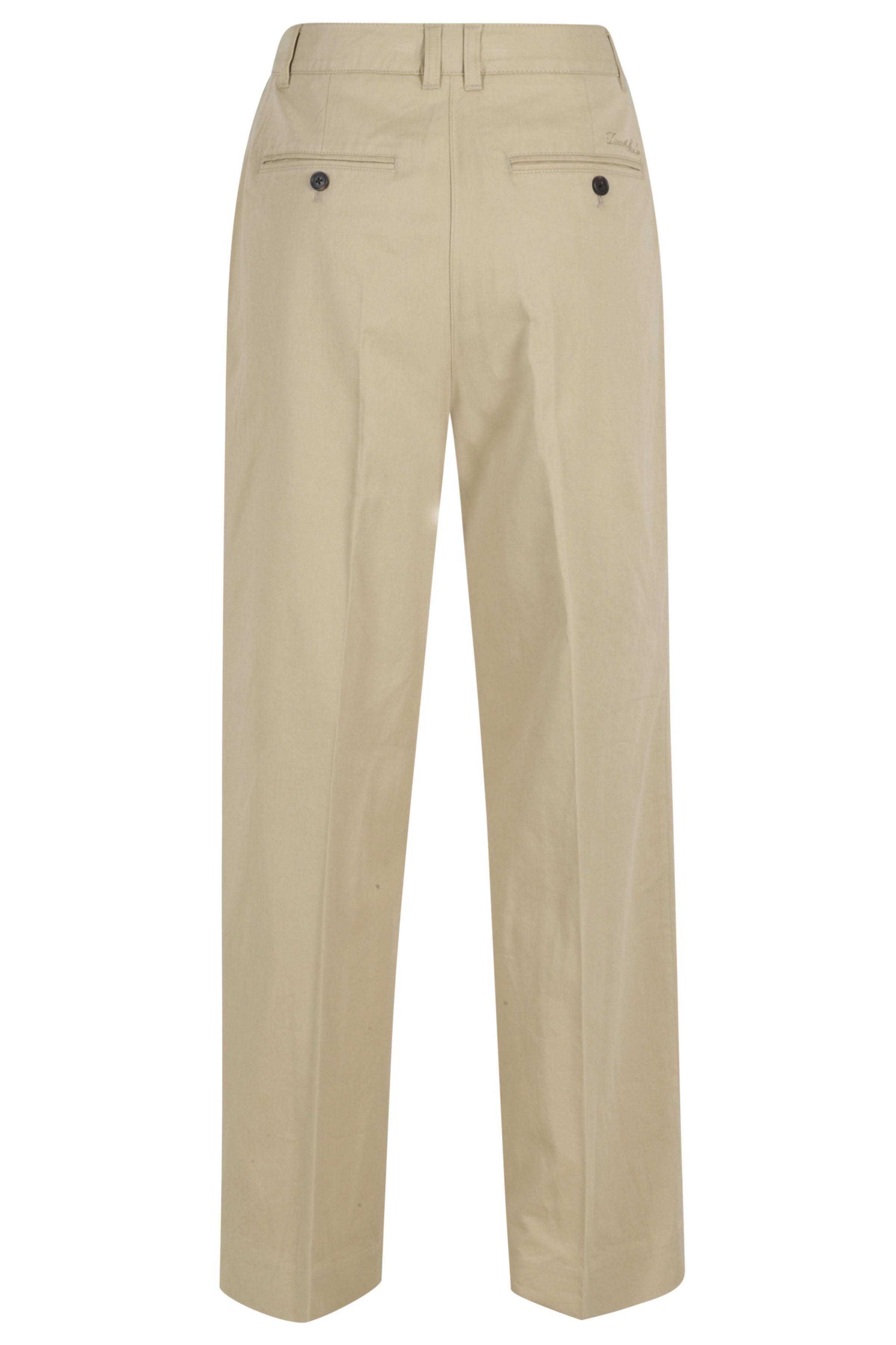 Double Pleated Chino Slacks Nude & Neutrals Cotone Nylon Pantaloni