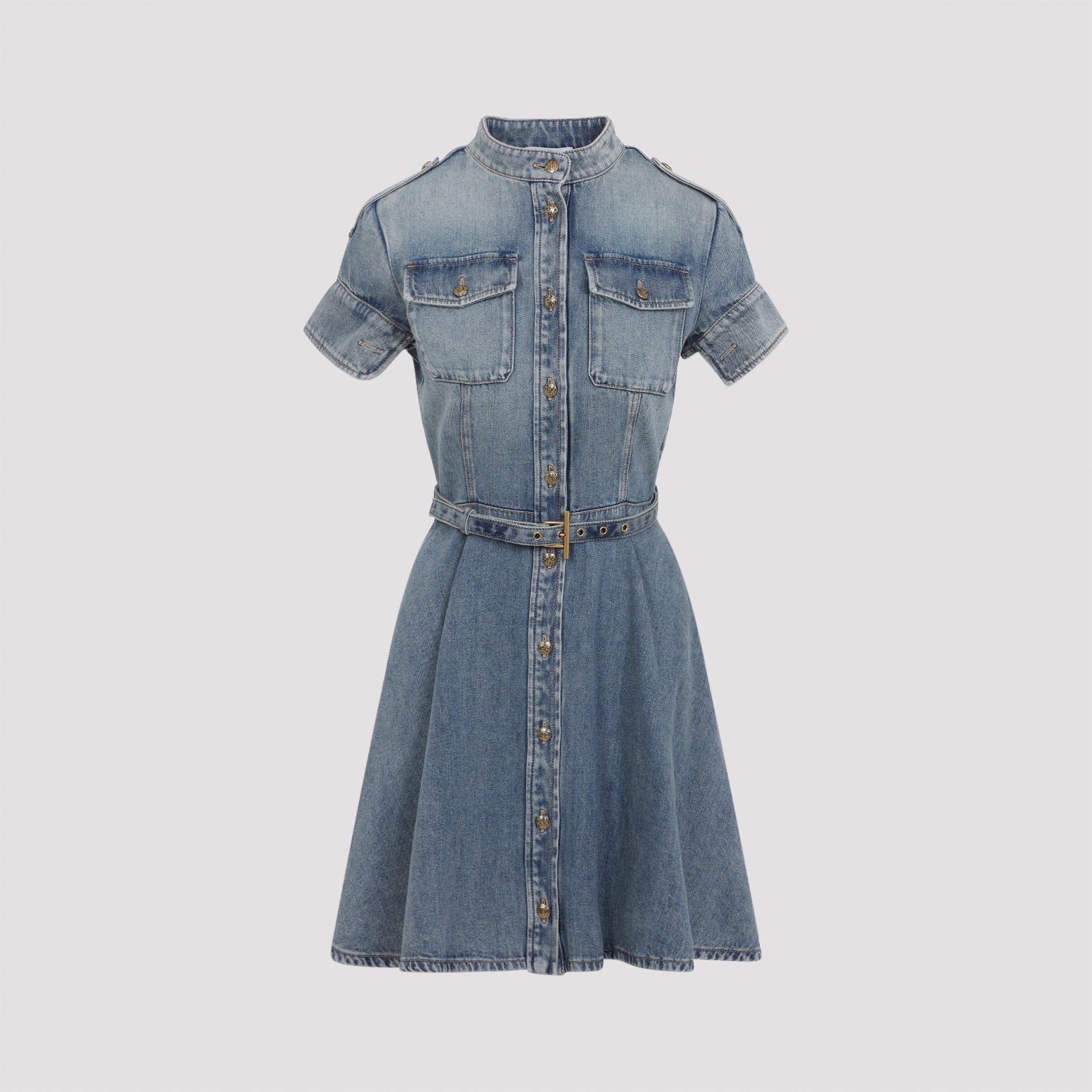 Denim Mini Dress Blue Cotton