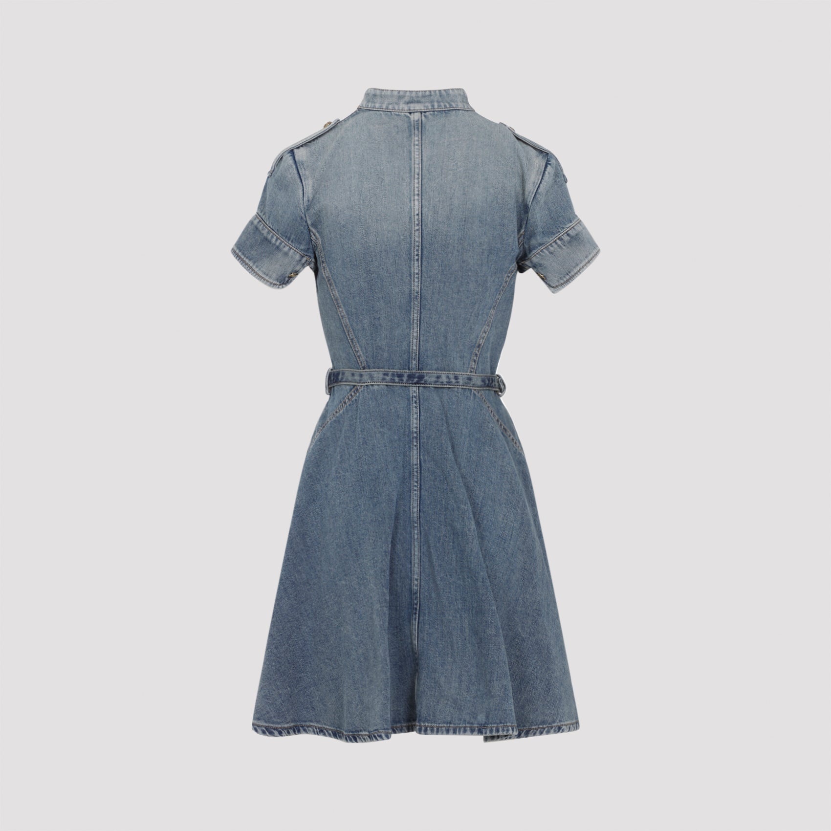 Denim Mini Dress Blue Cotton