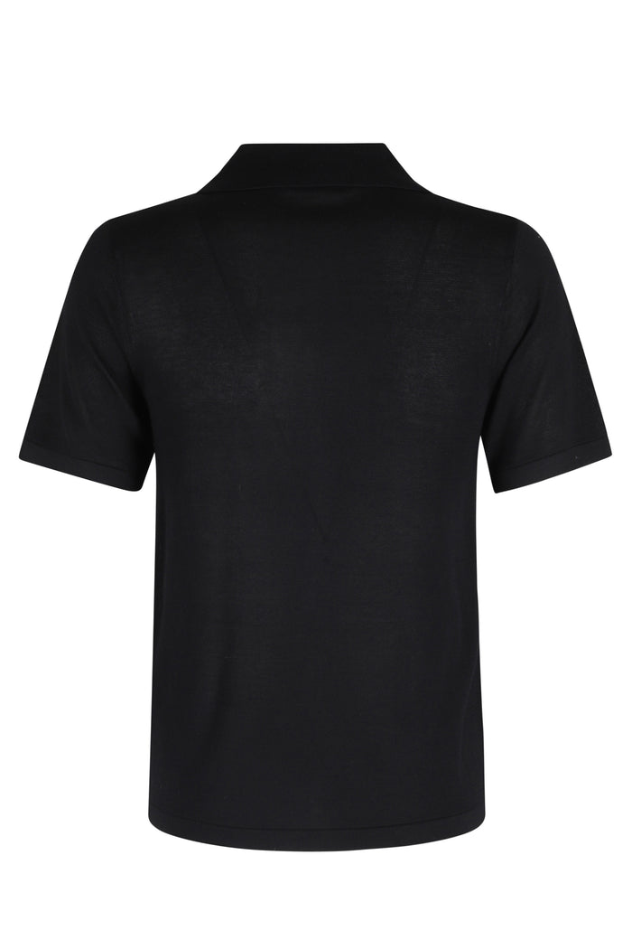 Polo Con Zip Black Viscosa Lyocell Seta