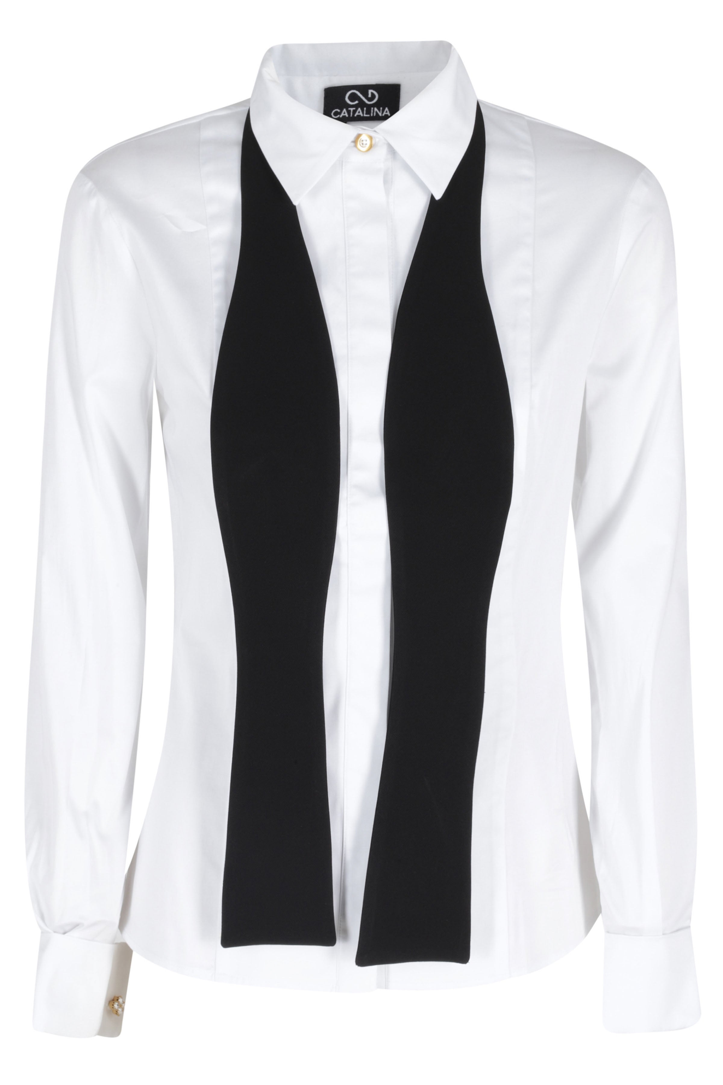 Camicia Cravatta Jacqueline White Cotone