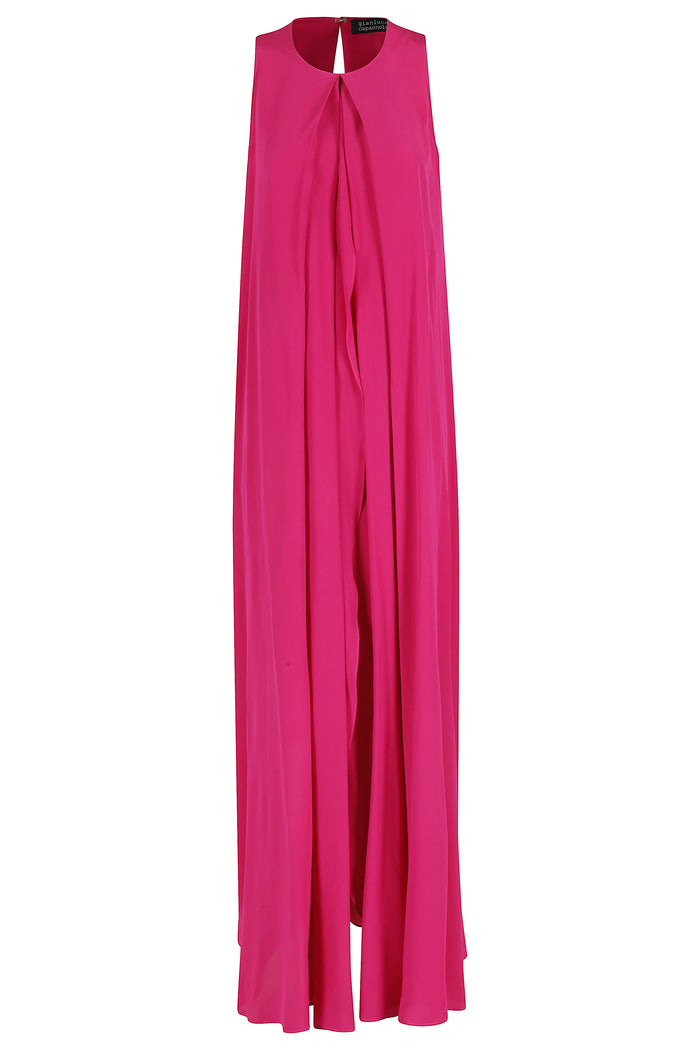 Anka Long Dress Pink & Purple Silk Abito