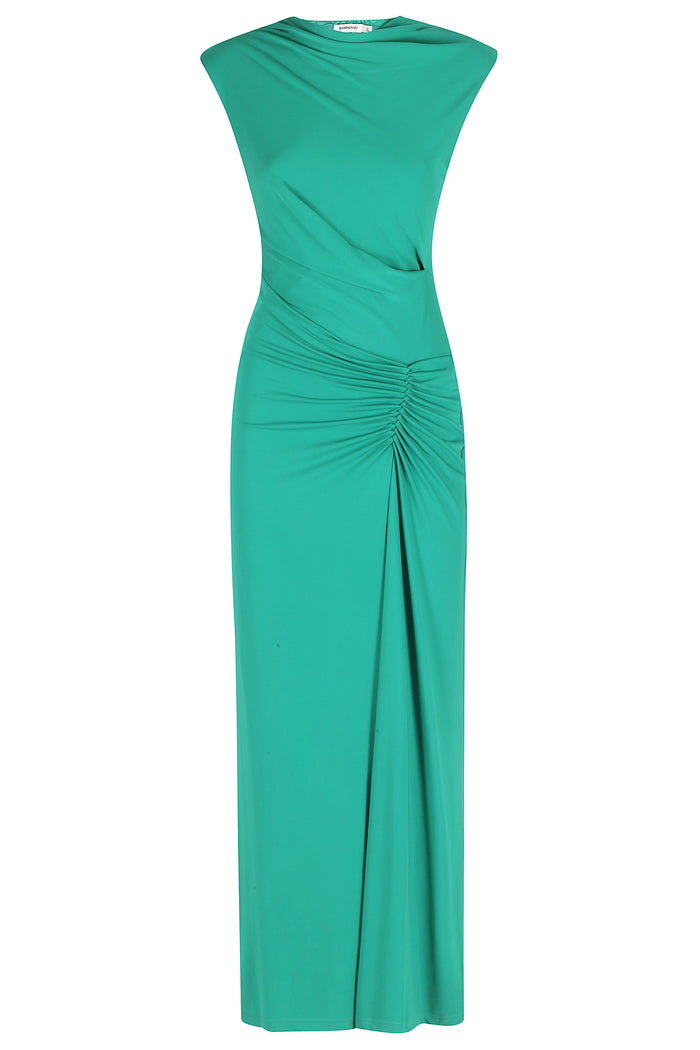 Acacia Draped Jersey Midi Dress Green Abito