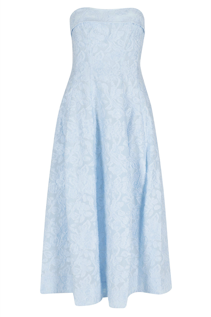 Valeria Jacquard Midi Dress Blue Cotone Abito