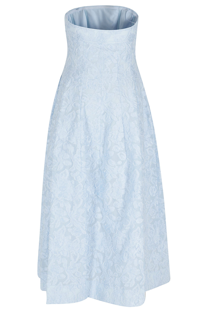 Valeria Jacquard Midi Dress Blue Cotone Abito
