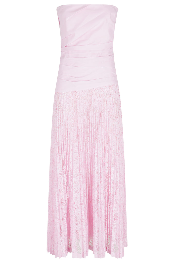 Annalise Cotton Lace Midi Dress Pink & Purple Abito
