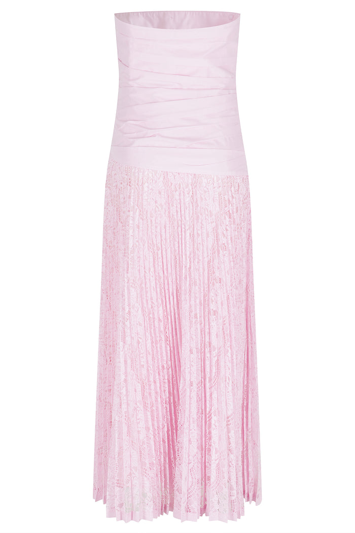 Annalise Cotton Lace Midi Dress Pink & Purple Abito