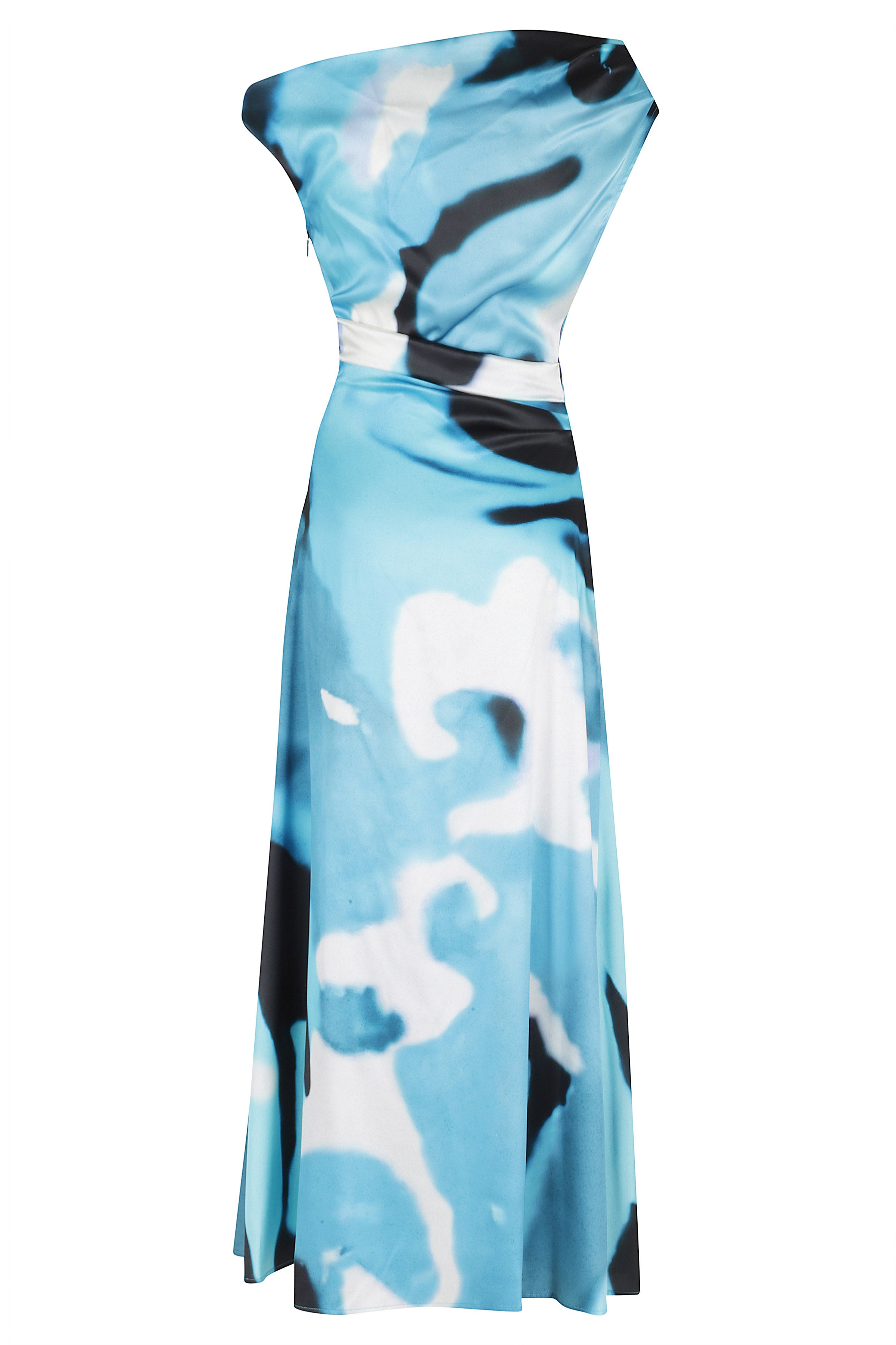 Phare Silk Dress Blue Seta Spandex Abito