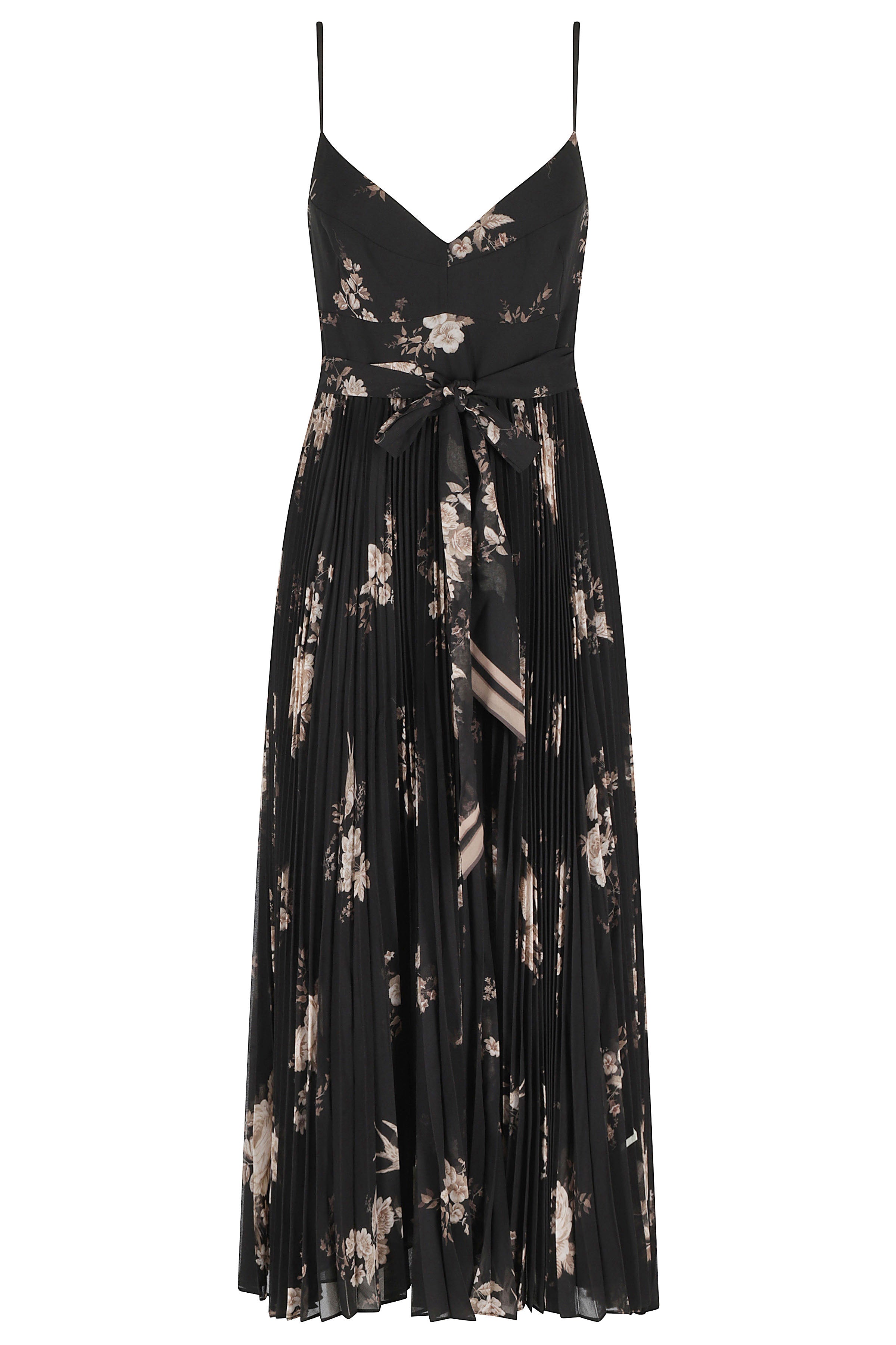 Sunray Pleated Picnic Dress Black Poliestere Abito