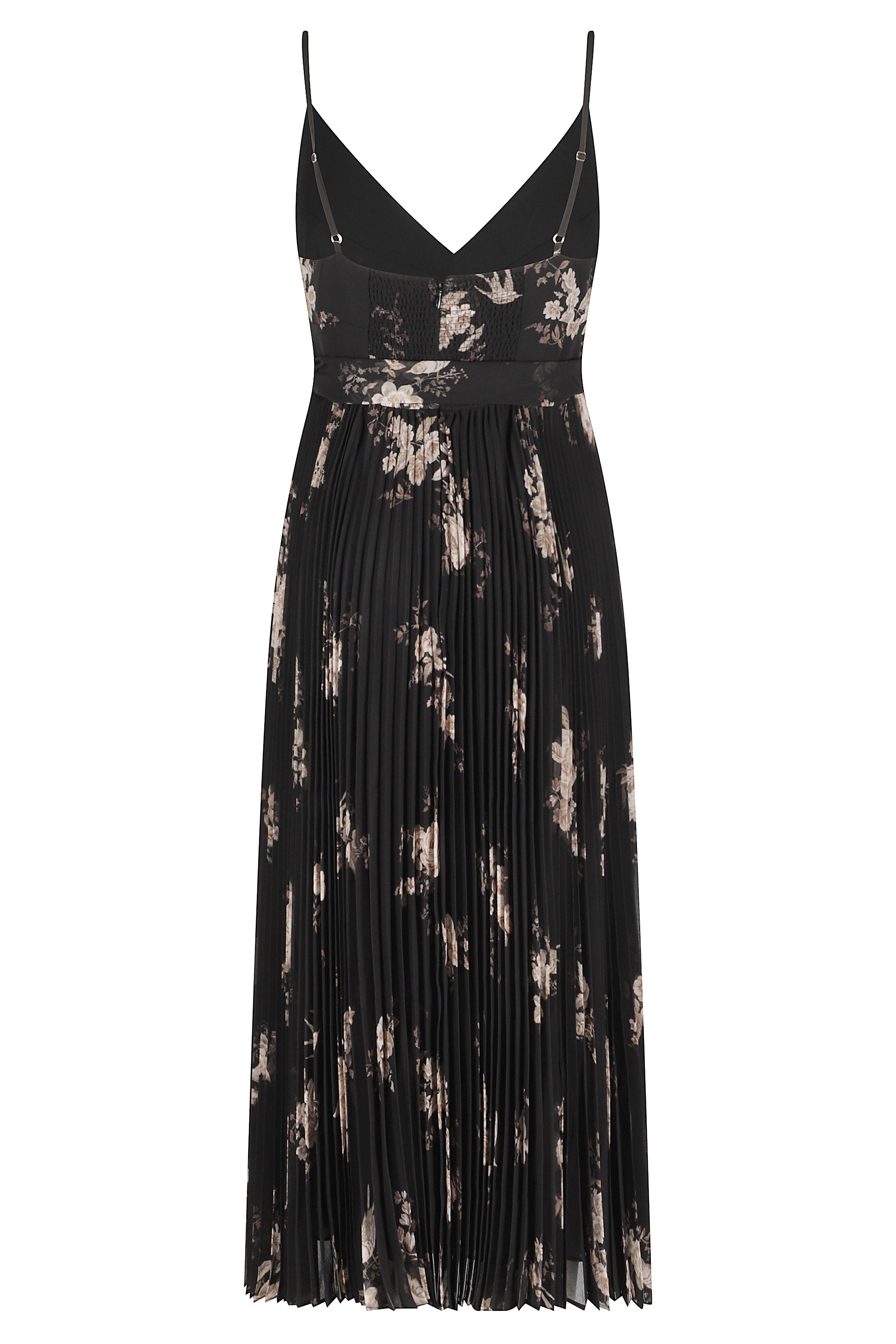 Sunray Pleated Picnic Dress Black Poliestere Abito