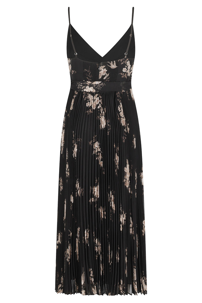 Sunray Pleated Picnic Dress Black Poliestere Abito