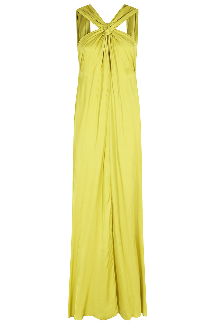 Jaycee Halterneck Maxi Dress Yellow & Orange Viscose Abito