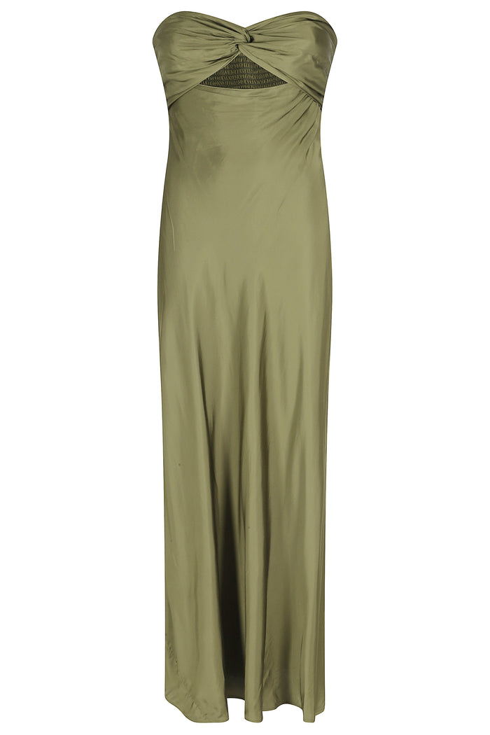 Jetlife Strapless Midi Dress Green Viscose Abito