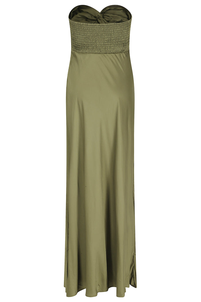 Jetlife Strapless Midi Dress Green Viscose Abito