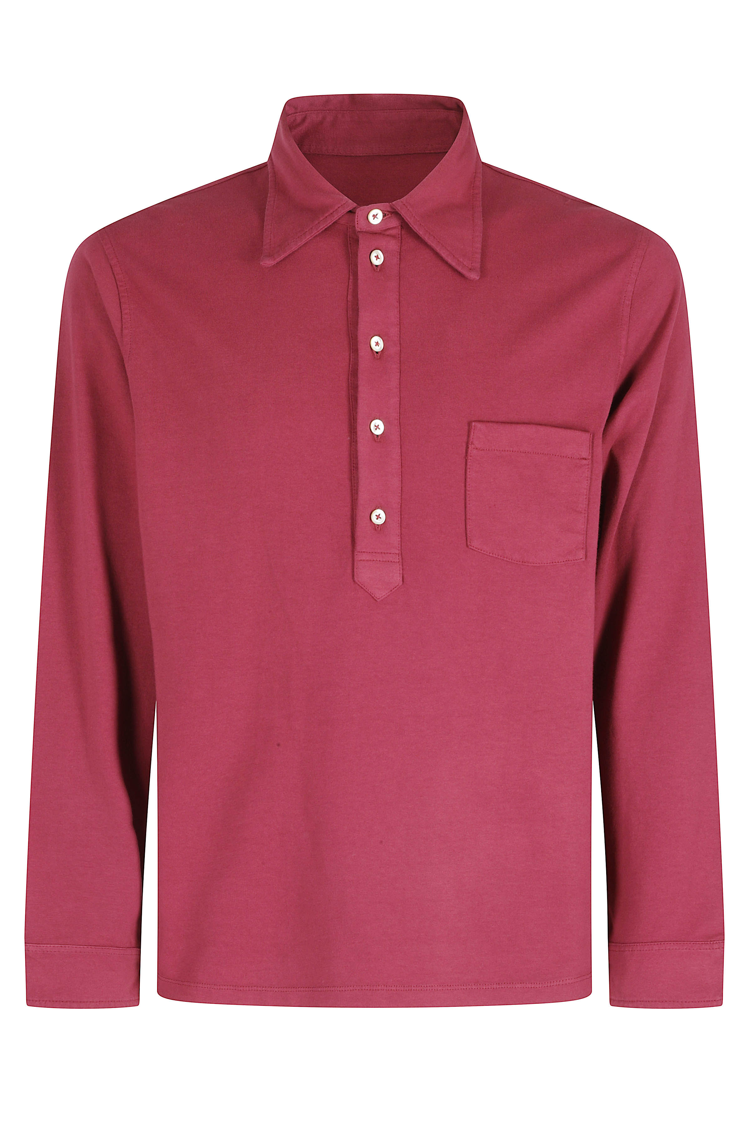Long Sleeve Polo Cotone Red