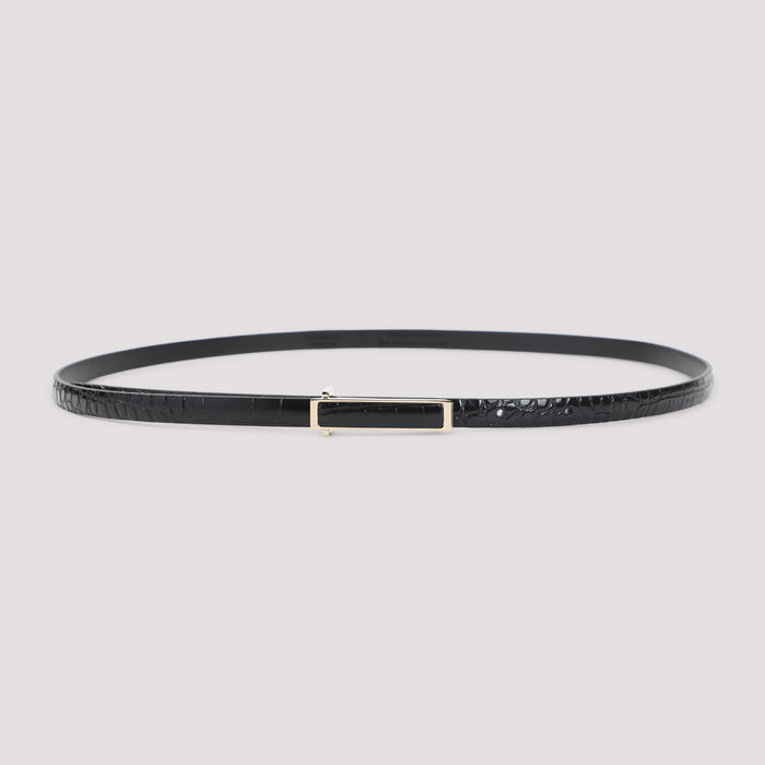 Soft Printed Croco Belt Black Leather