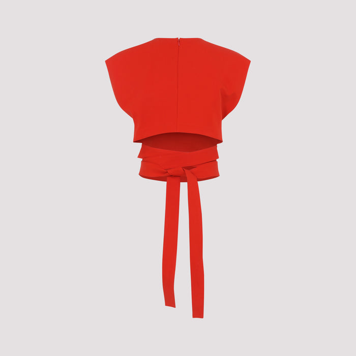 Belted Top Red Cotton