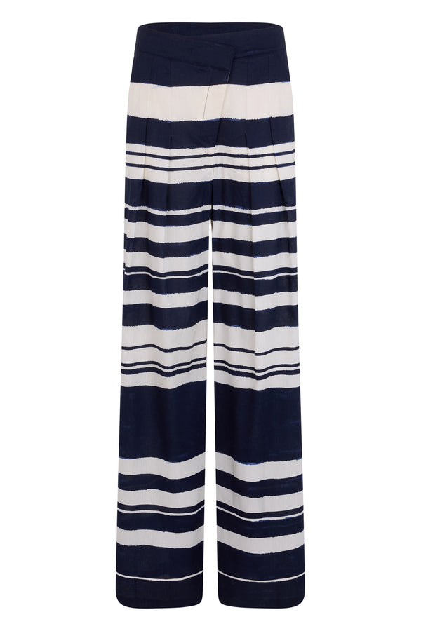 Wide-Leg Trousers Navy-Dove Navy/dove Viscose