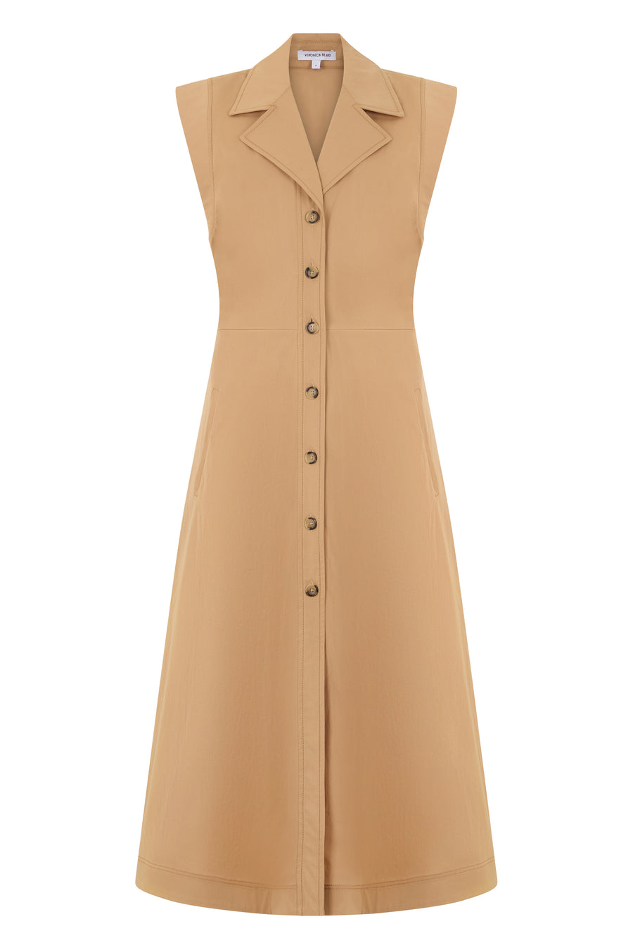 Midi Dress Cotton-Blend Khaki Viscose