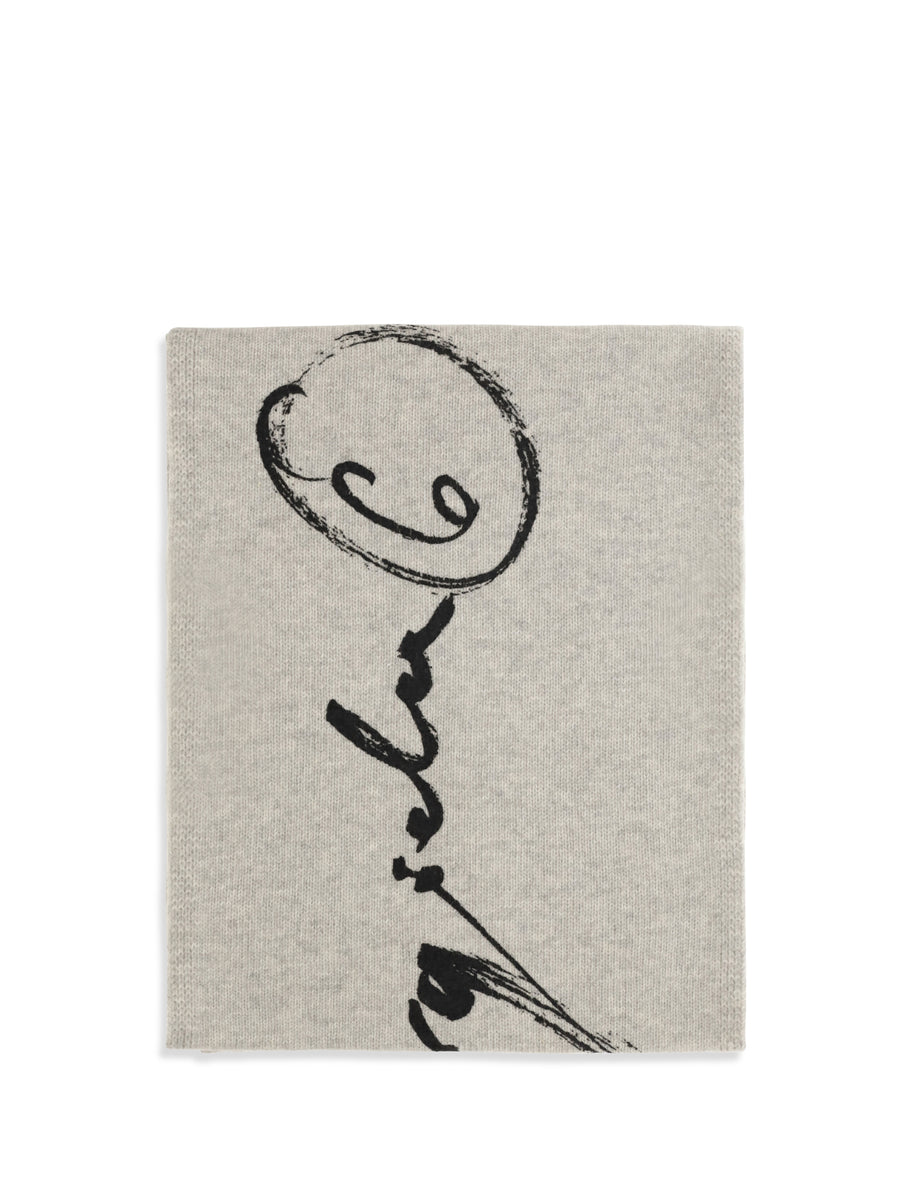 Scarf Signature Grey Melange-Black Print Melange/black Wool (ovis Aries)