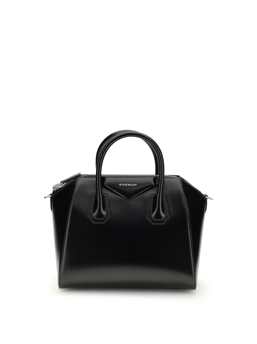 Antigona Small Leather Box Handbag Black Calf Bos Taurus Handbags