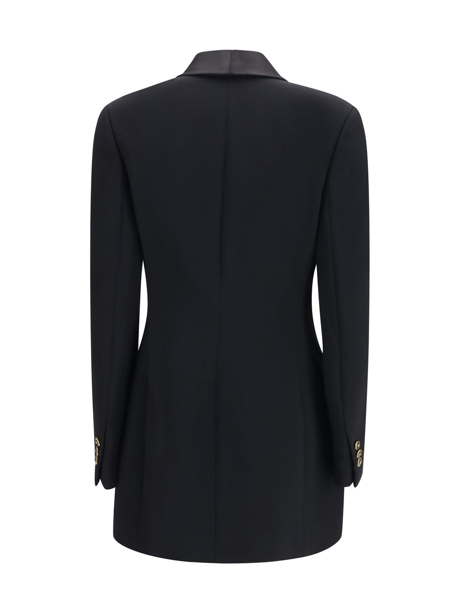 Blazer Double-Breasted Wool Black Fleece (ovis Aries) Dress