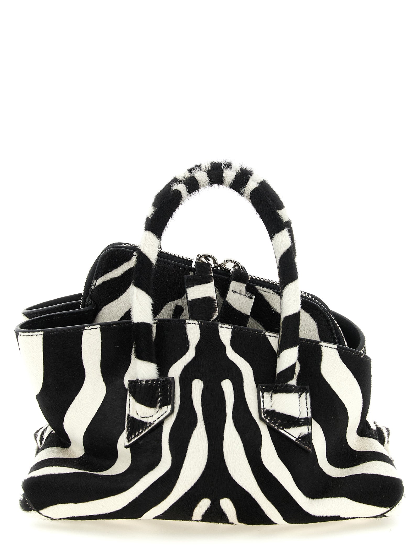 La Passeggiata Mini Handbag White/black Calfskin Leather (bos Taurus) Hand Bags