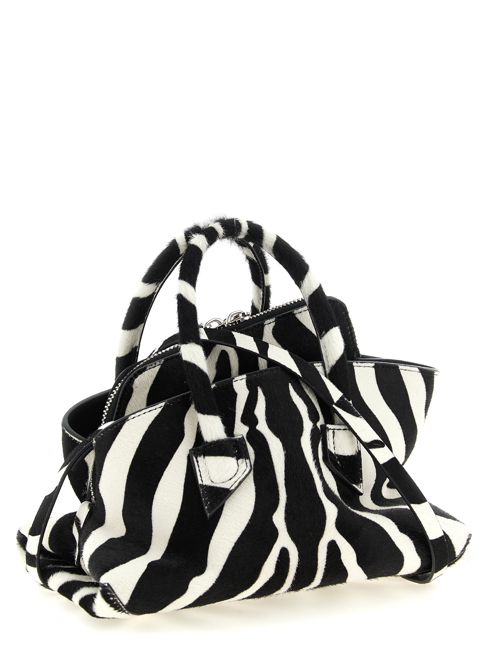La Passeggiata Mini Handbag White/black Calfskin Leather (bos Taurus) Hand Bags