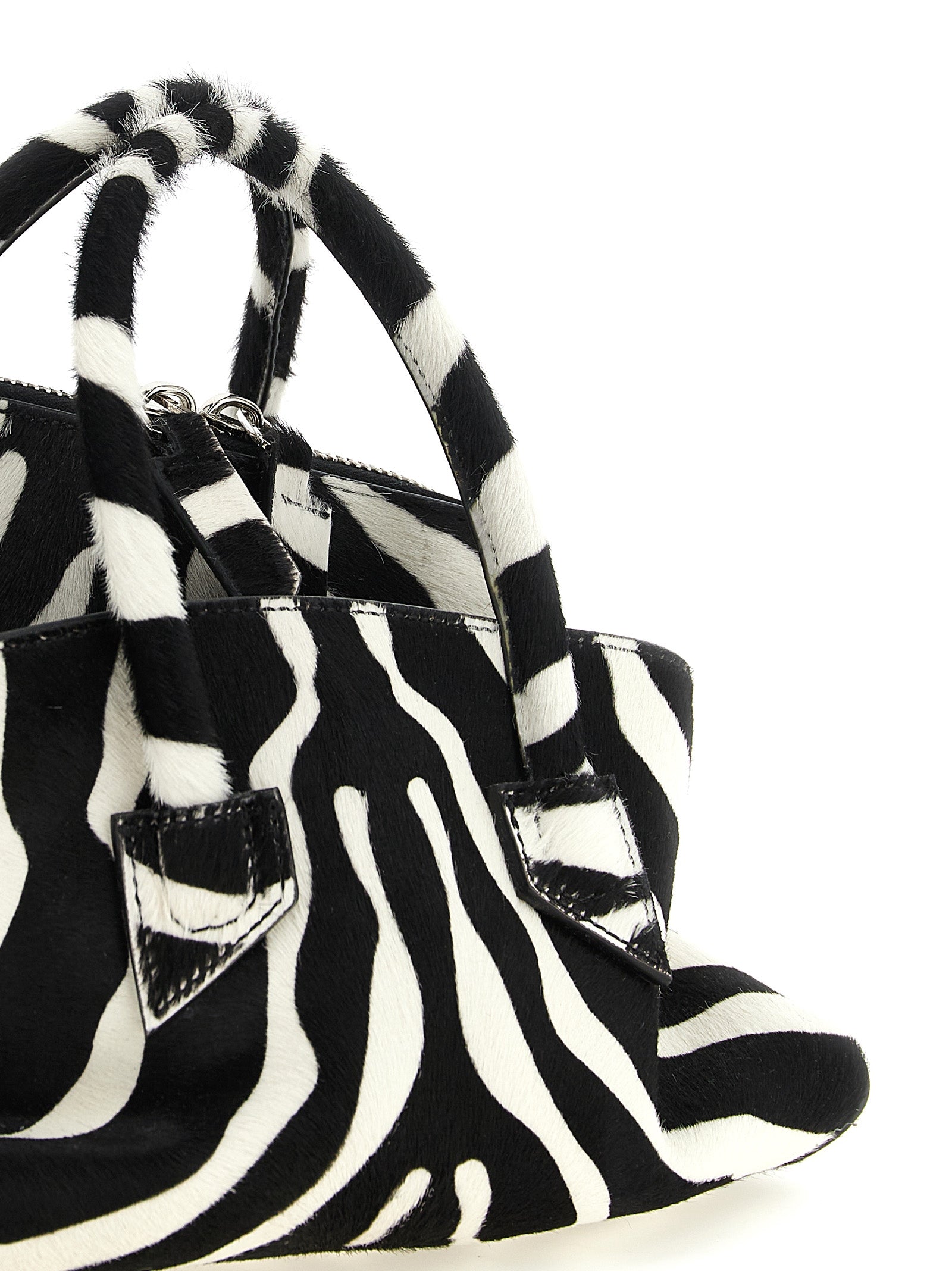 La Passeggiata Mini Handbag White/black Calfskin Leather (bos Taurus) Hand Bags