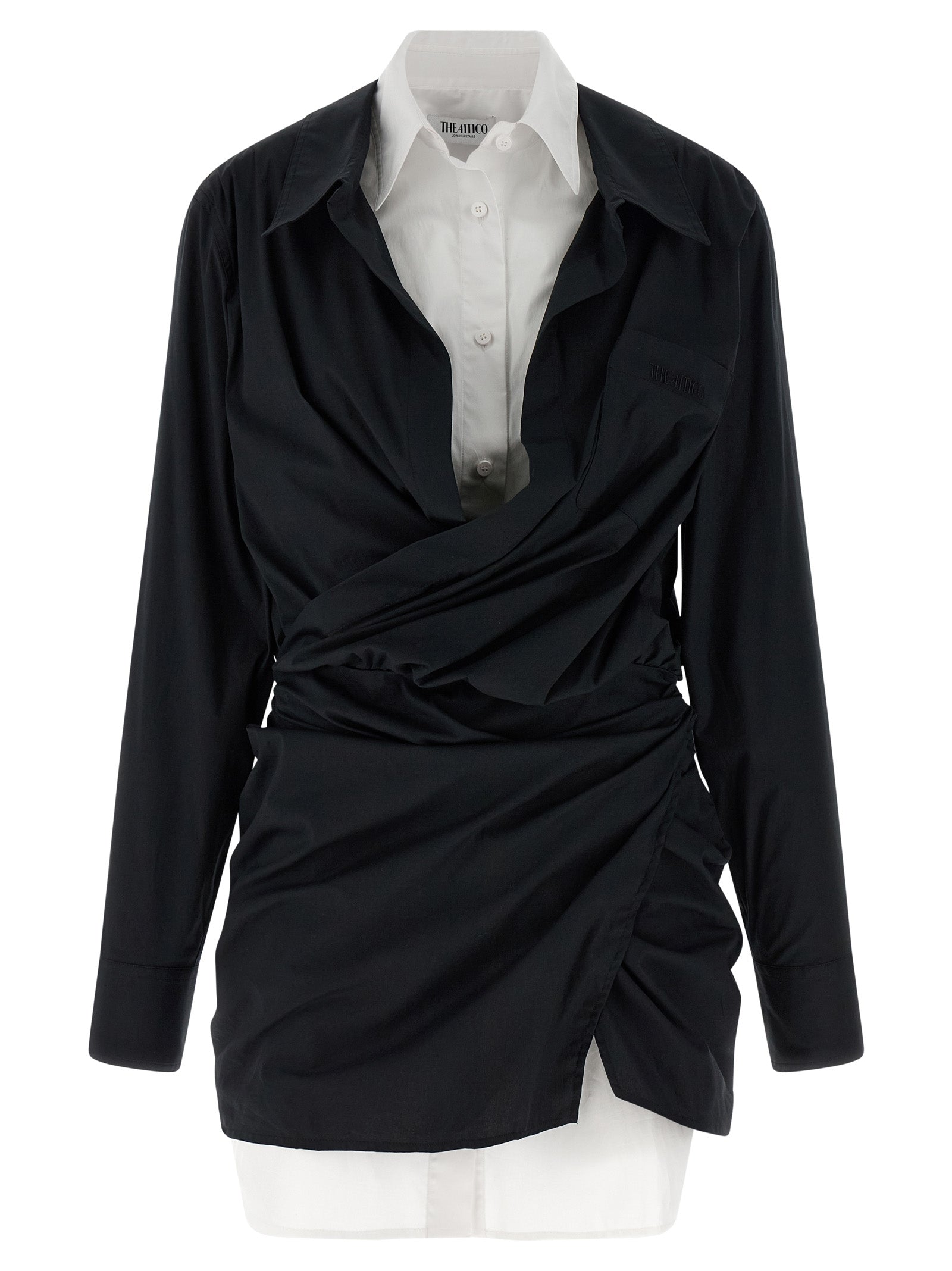 Double layer shirt dress White/black Cotton