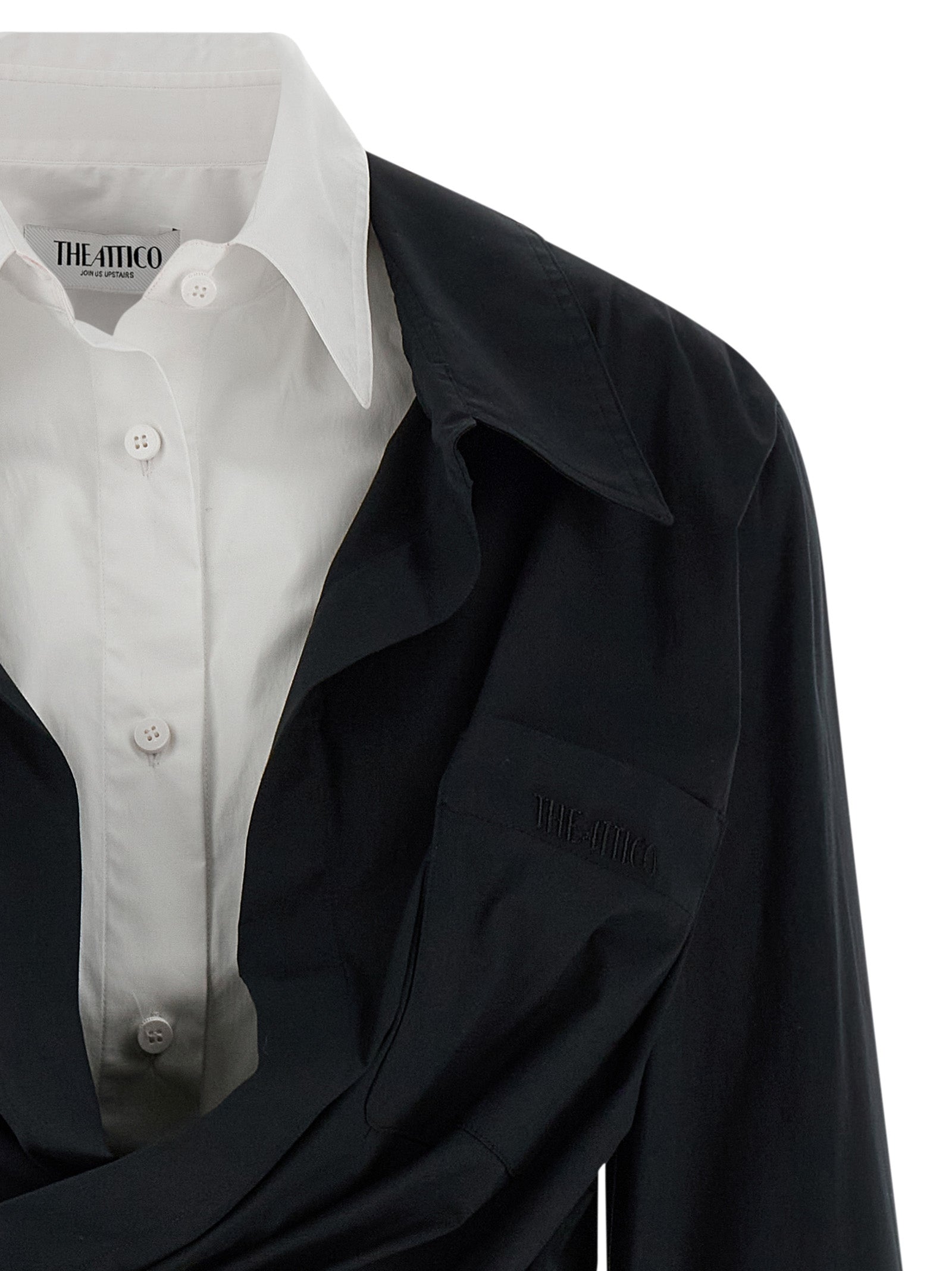 Double layer shirt dress White/black Cotton