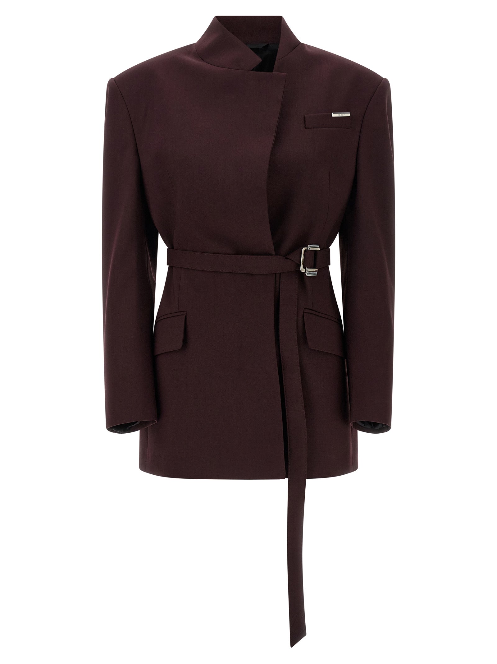 Maxi Shoulder Strap Blazer Purple Polyester Blazer, Suits