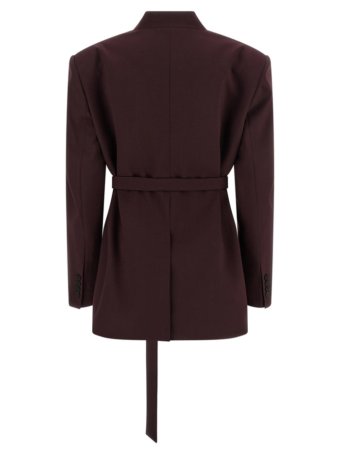 Maxi Shoulder Strap Blazer Purple Polyester Blazer, Suits