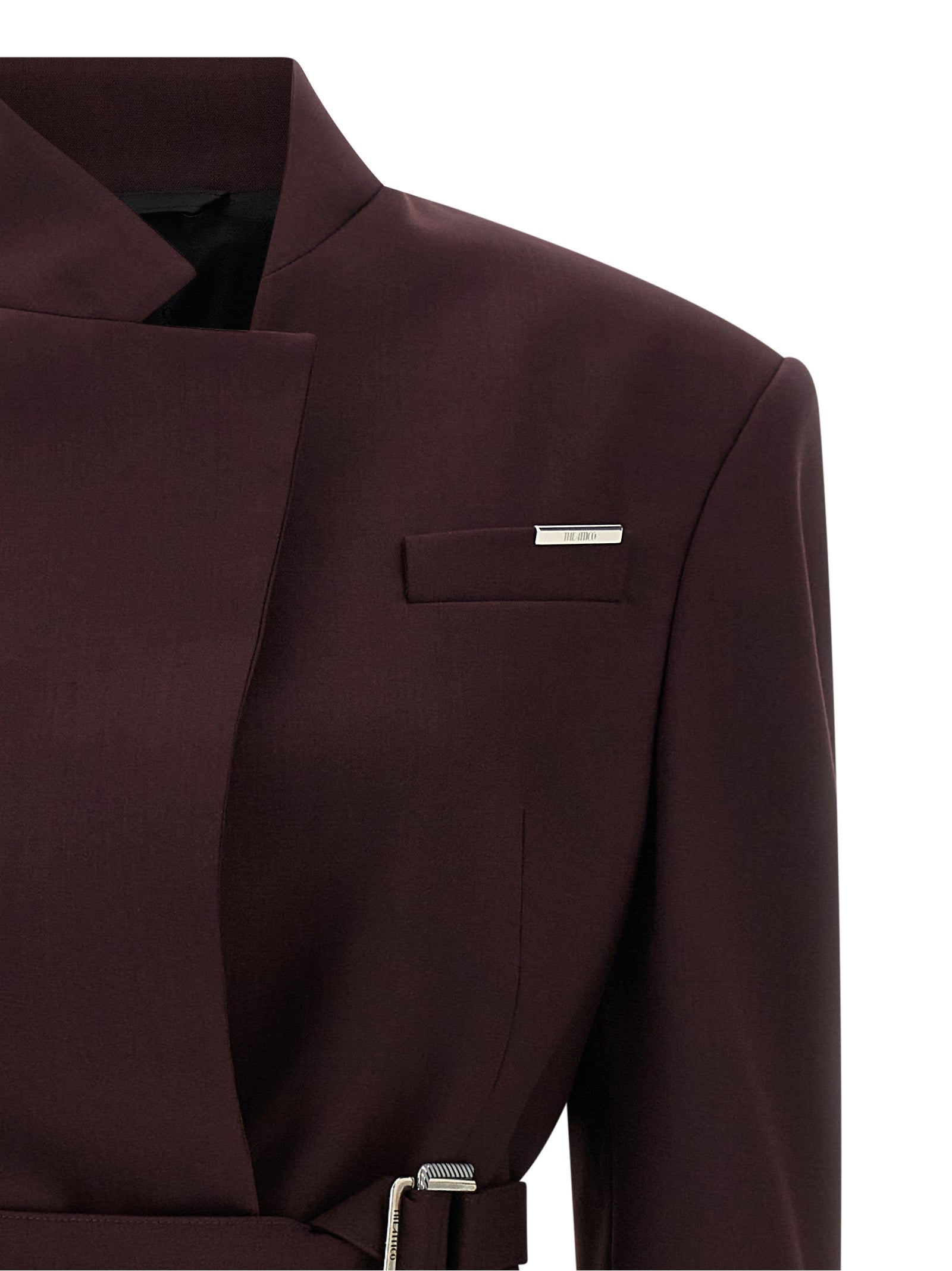 Maxi Shoulder Strap Blazer Purple Polyester Blazer, Suits