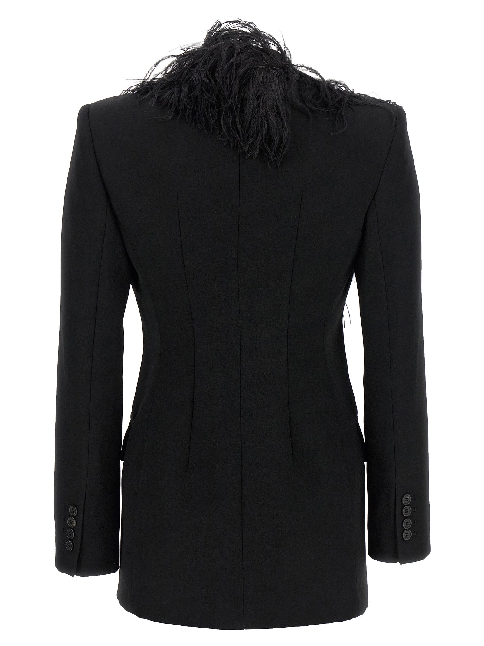 Feather Blazer Black Virgin Wool Blazer, Suits