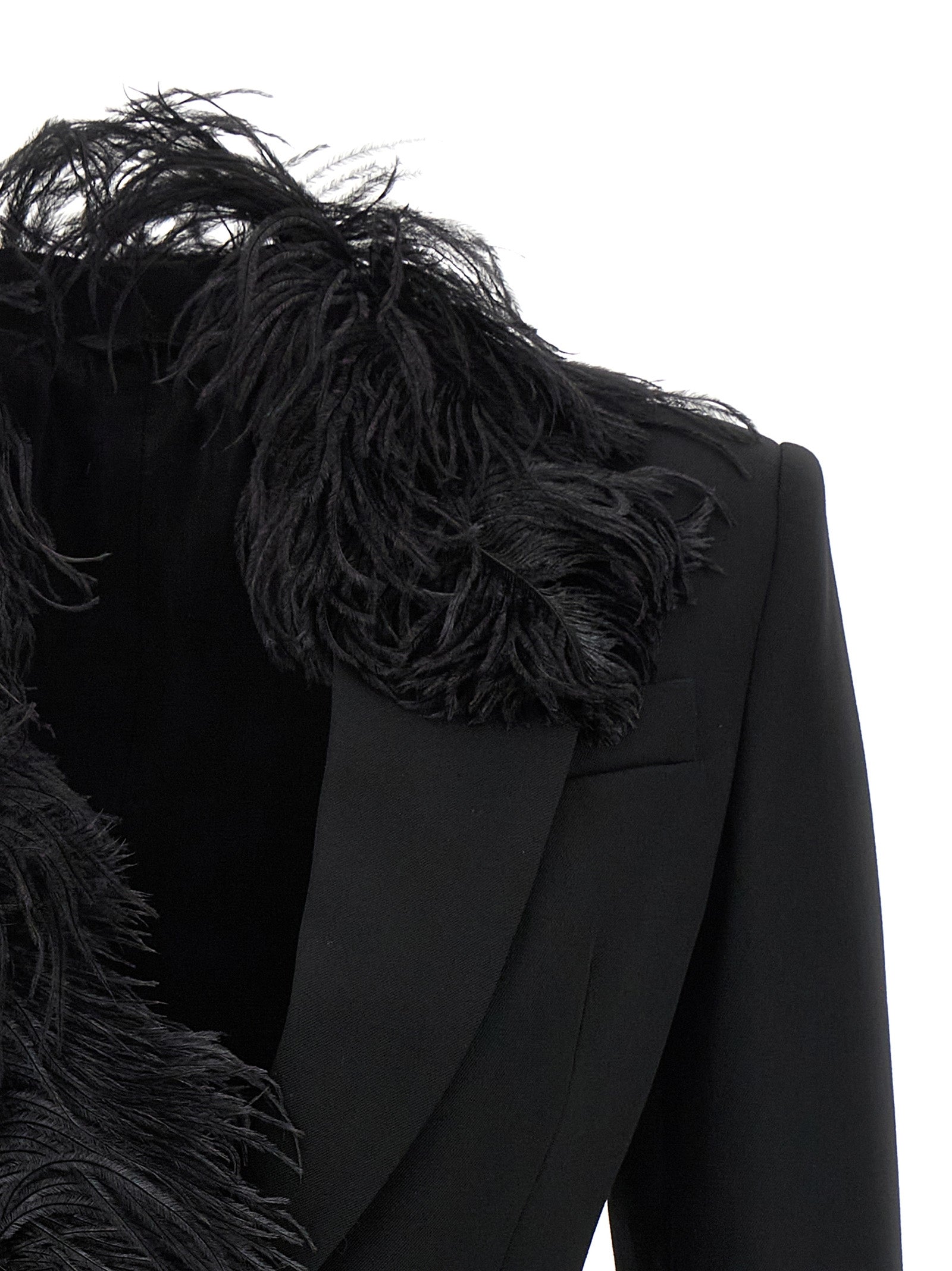 Feather Blazer Black Virgin Wool Blazer, Suits