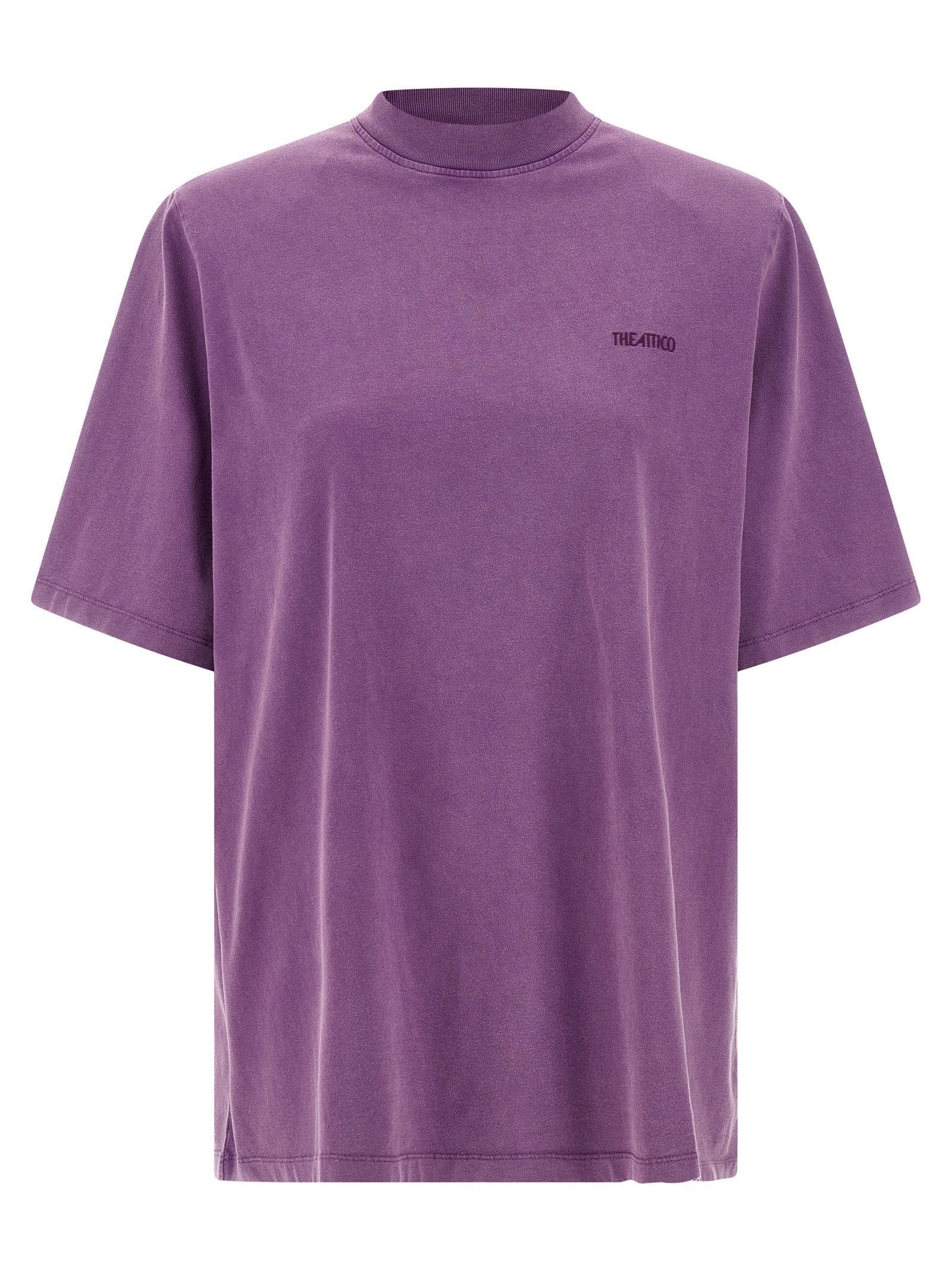 Padded Shoulder T-Shirt Purple Cotton