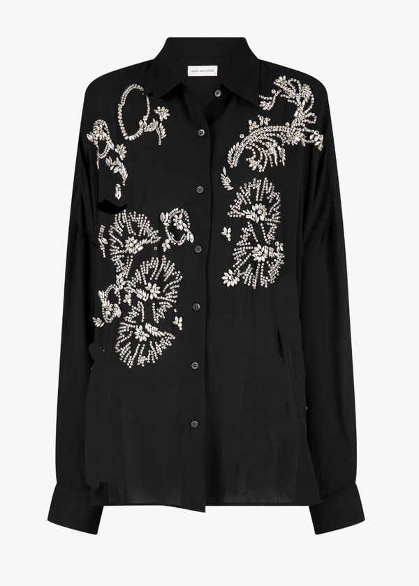 Dries Van Noten Polyester (stretch) shirt in black
