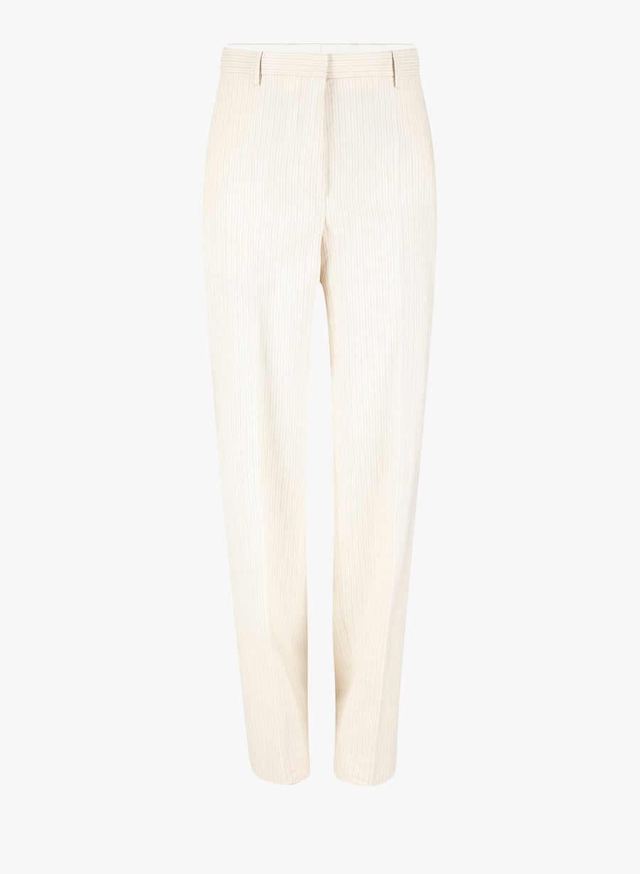 Dries Van Noten Cotton and paper yarn trousers in beige