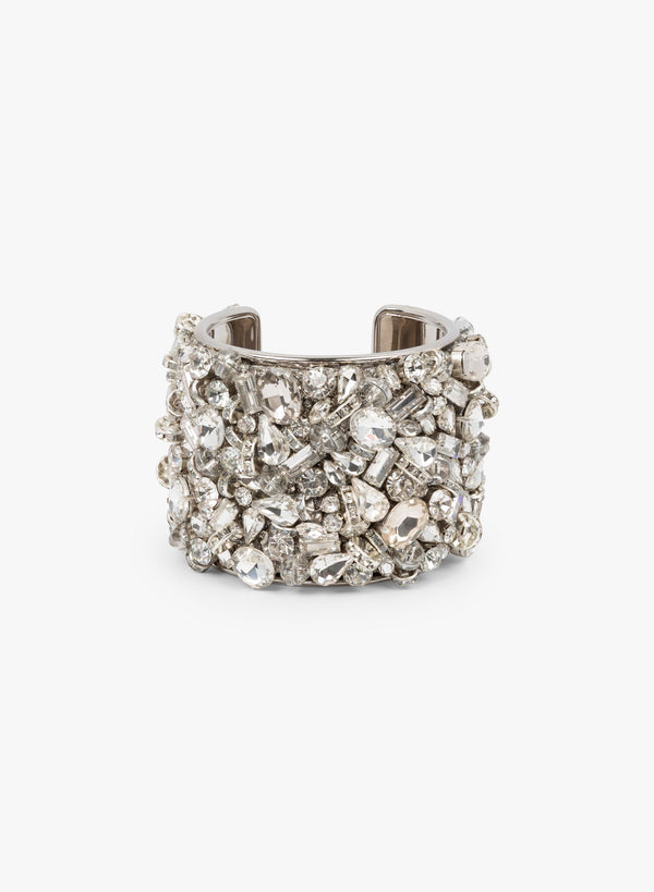 Dries Van Noten Glass rhinestone crystals bracelet in silver