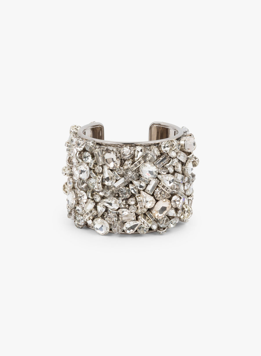 Dries Van Noten Glass rhinestone crystals bracelet in silver